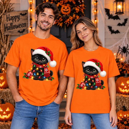 Maglietta grafica natale gatto - grafica,