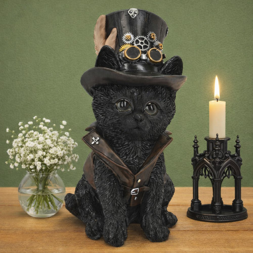 Ornamento gatto nero steampunk