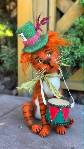 Gatto arancione feltro ad - in,